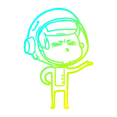 cold gradient line drawing cartoon stressed astronaut