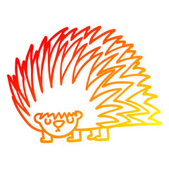 warm gradient line drawing cartoon spiky hedgehog