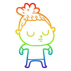 rainbow gradient line drawing cartoon calm woman