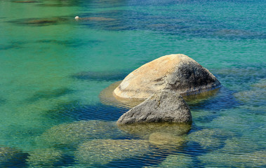 Granite Boulders in the crystal clear waters of Lake Tahoe