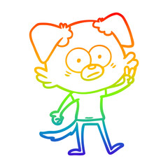 rainbow gradient line drawing nervous dog in t shirt