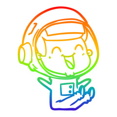 rainbow gradient line drawing happy cartoon astronaut
