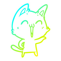 cold gradient line drawing happy cartoon cat