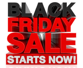 BACK FRIDAY SALE START NOW word on white background 3d rendering