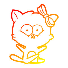 warm gradient line drawing cartoon cat