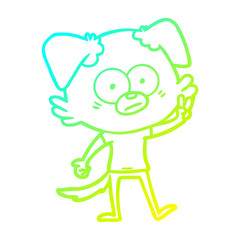 cold gradient line drawing nervous dog in t shirt