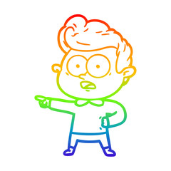 rainbow gradient line drawing cartoon staring man