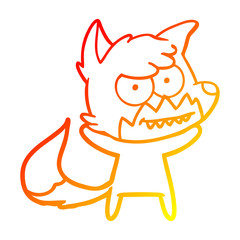 warm gradient line drawing cartoon grinning fox