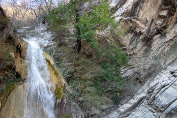 PUEBLA, MEXICO - May 16, 2019: Waterfalls of San Agustín Ahuehuetla, the avocado, Puebla, Mexico