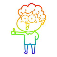 rainbow gradient line drawing cartoon happy man