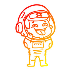 warm gradient line drawing cartoon laughing astronaut