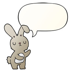 cute cartoon rabbit and speech bubble in smooth gradient style
