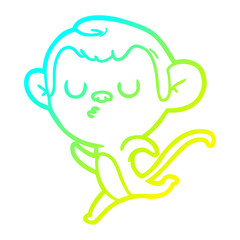 cold gradient line drawing cartoon monkey