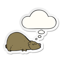 cartoon bear and thought bubble as a printed sticker