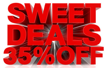 SWEET DEALS PERCENT OFF word collection on white background 3d rendering