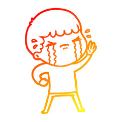 warm gradient line drawing cartoon man crying