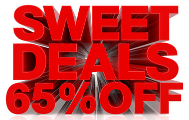 SWEET DEALS PERCENT OFF word collection on white background 3d rendering