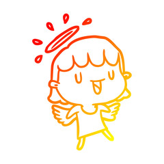 warm gradient line drawing cute angel
