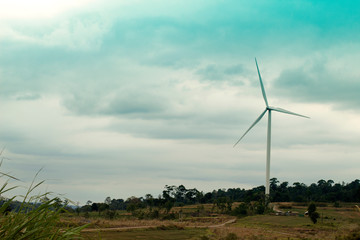 Fototapeta na wymiar windmill on nature landscape ,elecric power