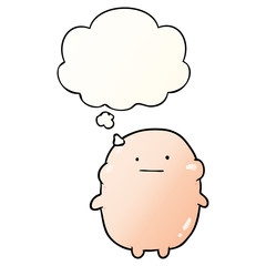 cartoon human and thought bubble in smooth gradient style