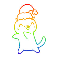 rainbow gradient line drawing cute cartoon christmas cat
