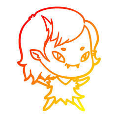 warm gradient line drawing cartoon friendly vampire girl