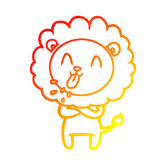 warm gradient line drawing happy cartoon lion