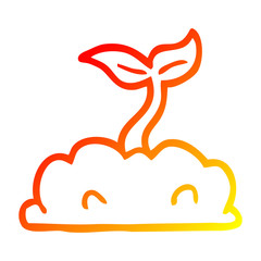 warm gradient line drawing cartoon growing seedling