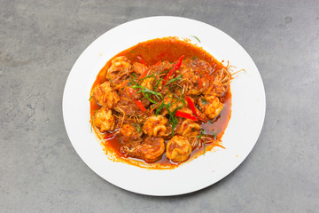 Stir fried curry shrimp , thaifood