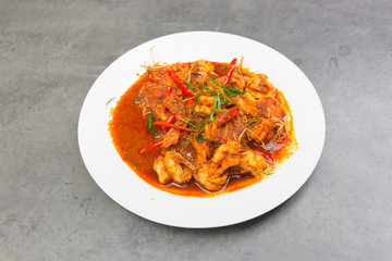 Stir fried curry shrimp , thaifood