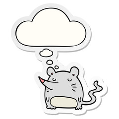 cartoon mouse and thought bubble as a printed sticker