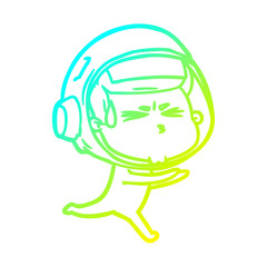 cold gradient line drawing cartoon stressed astronaut