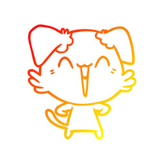 warm gradient line drawing happy little dog cartoon