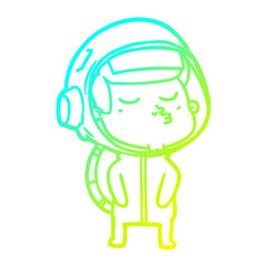 Fototapeta premium cold gradient line drawing cartoon confident astronaut