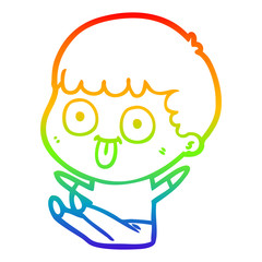 rainbow gradient line drawing cartoon man staring
