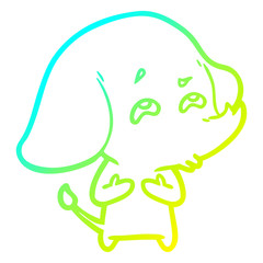 cold gradient line drawing cartoon elephant remembering