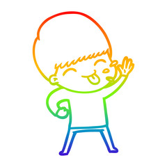 rainbow gradient line drawing happy cartoon boy