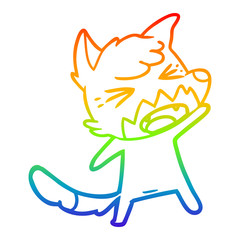 rainbow gradient line drawing angry cartoon fox