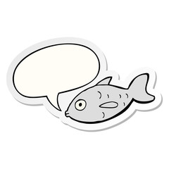 cartoon fish and speech bubble sticker