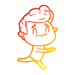 warm gradient line drawing running cartoon man