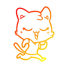 Obraz premium warm gradient line drawing happy cartoon cat