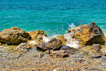 Sea and rocks on the island Kos in Greece