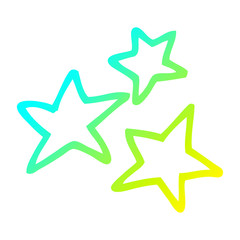 cold gradient line drawing cartoon yellow stars