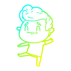 cold gradient line drawing happy cartoon man