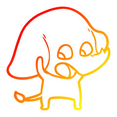 warm gradient line drawing cute cartoon elephant