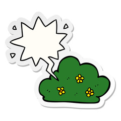 cartoon hedge and speech bubble sticker