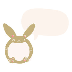 cartoon rabbit and speech bubble in retro style