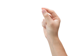 Man hand holding, isolated on white background with clipping path.