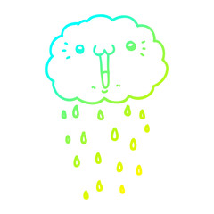 cold gradient line drawing cartoon cloud