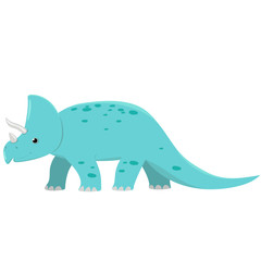 Triceratops dinosaur isolate on white background. Cartoon vector graphics.
